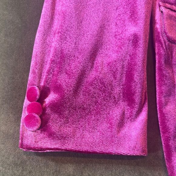 Women’s Pink Double Breasted Velvet 2 Piece Pant Suit Peak Lapel Size L NWT - Picture 13 of 13